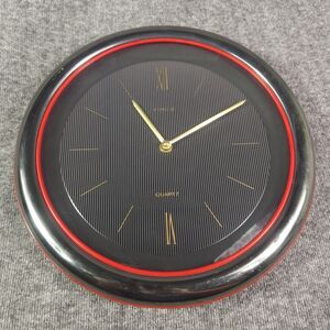 Vintage Kienzle Quartz Wall Clock 1980s Postmodern Red Black Striped Germany MCM